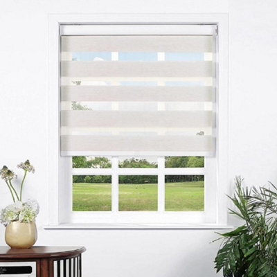 Alan Symonds Zebra Roller Blind 60 X 165Cm Light Filtering Adjustable Blinds - Linen - image 1