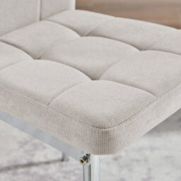 Furniturebox Uk Dining Chair - 2X Paloma Cream Fabric Upholstered Dining Chair Silver Legs - Contemporary Dining Kitchen Furniture - thumbnail 9