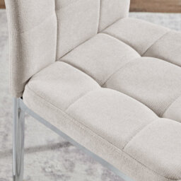 Furniturebox Uk Dining Chair - 2X Paloma Cream Fabric Upholstered Dining Chair Silver Legs - Contemporary Dining Kitchen Furniture - thumbnail 8
