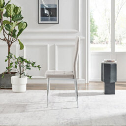 Furniturebox Uk Dining Chair - 2X Paloma Cream Fabric Upholstered Dining Chair Silver Legs - Contemporary Dining Kitchen Furniture - thumbnail 6