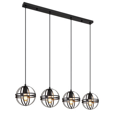 Luminosa Lighting Luminosa Tamara Ii Bar Pendant Ceiling Light Matt Black 4X E27 - image 1