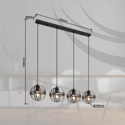 Luminosa Lighting Luminosa Tamara Ii Bar Pendant Ceiling Light Matt Black 4X E27 - thumbnail 6