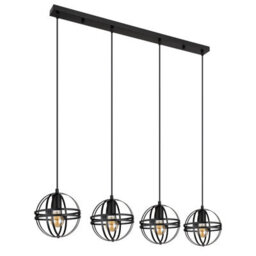 Luminosa Lighting Luminosa Tamara Ii Bar Pendant Ceiling Light Matt Black 4X E27 - thumbnail 2