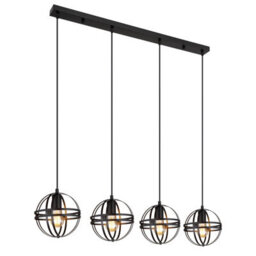 Luminosa Lighting Luminosa Tamara Ii Bar Pendant Ceiling Light Matt Black 4X E27 - thumbnail 1