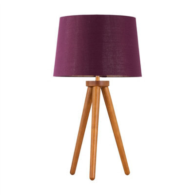 First Choice Lighting Voyage - Dark Oak Table Lamp Or Bedside Light With Burgundy Shade - image 1
