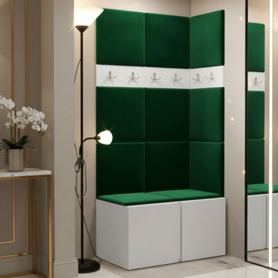 Anteroom Set Orion I White Shoe Cabinet Hangers Green Panels - image 1