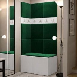 Anteroom Set Orion I White Shoe Cabinet Hangers Green Panels - thumbnail 2