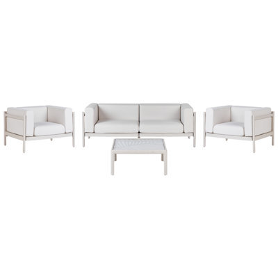 Beliani Garden Lounge Set With Table 4 Seater Ferretti Light Beige - image 1