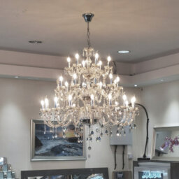 Wdw Genuie K9 Crystal Chandelier, Clear Chrome Finish, Contemporary Ceiling Light, 32 Arms - thumbnail 2