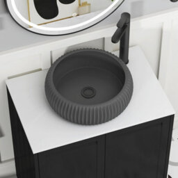 Royal Bathrooms Royal Bathroom Elmore 700mm Nocturne Black Freestanding Bathroom Vanity Unit 2 Drawer Plain White Worktop With Milan Black Basin - thumbnail 4