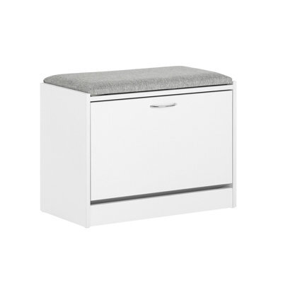 Sobuy Fsr16-Hg, Shoe Storage Bench Shoe Cabinet Flip Drawer Removable Shelves,grey,w60Xd30Xh47 - image 1