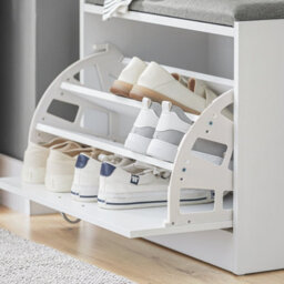 Sobuy Fsr16-Hg, Shoe Storage Bench Shoe Cabinet Flip Drawer Removable Shelves,grey,w60Xd30Xh47 - thumbnail 4