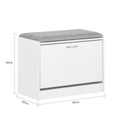 Sobuy Fsr16-Hg, Shoe Storage Bench Shoe Cabinet Flip Drawer Removable Shelves,grey,w60Xd30Xh47 - thumbnail 3