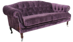 Chesterfield 3 Seater Elegance Aubergine Velvet Fabric Sofa In Victoria Style - thumbnail 5