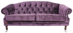 Chesterfield 3 Seater Elegance Aubergine Velvet Fabric Sofa In Victoria Style - thumbnail 4
