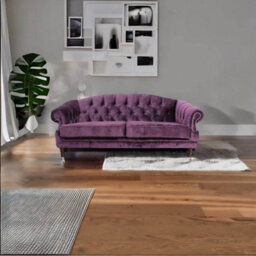 Chesterfield 3 Seater Elegance Aubergine Velvet Fabric Sofa In Victoria Style - thumbnail 3
