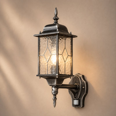 Victorian Outdoor Wall Light With Pir Motion Sensor, Antique Silver - image 1