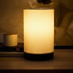 K Living Malta Cream Table Lamp With Velvet Dimpled Lamp Shade