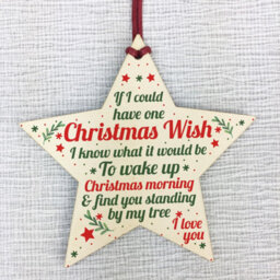 Red Ocean Christmas Wish Mum Dad Nan Grandad Wooden Star Memorial Tree Decoration Ornament Gift - thumbnail 5