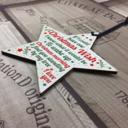 Red Ocean Christmas Wish Mum Dad Nan Grandad Wooden Star Memorial Tree Decoration Ornament Gift - thumbnail 4