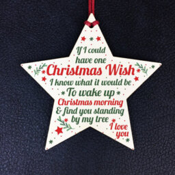 Red Ocean Christmas Wish Mum Dad Nan Grandad Wooden Star Memorial Tree Decoration Ornament Gift - thumbnail 2