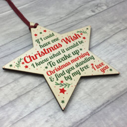 Red Ocean Christmas Wish Mum Dad Nan Grandad Wooden Star Memorial Tree Decoration Ornament Gift - thumbnail 3