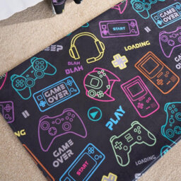 OHS Kids Rug Supersoft Washable Gaming Rugs Bedroom Mat, Black - 65 X 120Cm - thumbnail 4