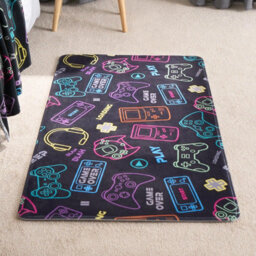 OHS Kids Rug Supersoft Washable Gaming Rugs Bedroom Mat, Black - 65 X 120Cm - thumbnail 2