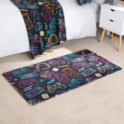 OHS Kids Rug Supersoft Washable Gaming Rugs Bedroom Mat, Black - 65 X 120Cm - thumbnail 3