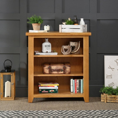 The Furniture Market Cheshire Oak Small Low Compact Adjustable 2 Shelf Bookcase - image 1