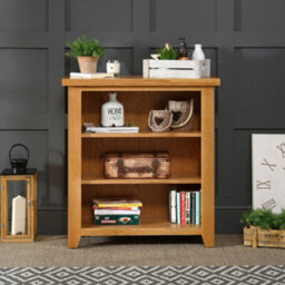 The Furniture Market Cheshire Oak Small Low Compact Adjustable 2 Shelf Bookcase