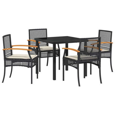 Berkfield Modern Garden Dining Set 5 Pcs Black Poly Rattan - image 1