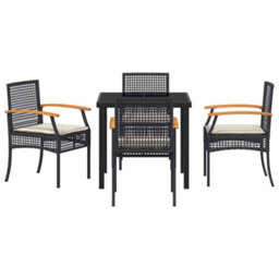 Berkfield Modern Garden Dining Set 5 Pcs Black Poly Rattan - thumbnail 7