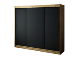 Arte Leto T Contemporary 3 Sliding Door Wardrobe 9 Shelves 2 Rails Black Matt And Oak Effect (H)2000mm (W)2500mm (D)620mm - thumbnail 1