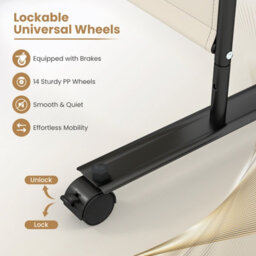 Costway Room Divider 6-Panel Folding Privacy Screen With Lockable Rolling Wheels Beige - thumbnail 4