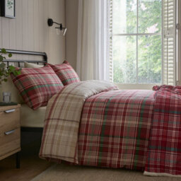 Dreams & Drapes Bennet Check Red Brushed Cotton Duvet Cover Set - thumbnail 5