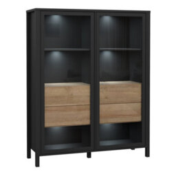 Furniture To Go High Rock Extra Wide Display Cabinet In Matt Black/riviera Oak - thumbnail 6