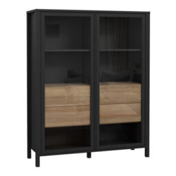 Furniture To Go High Rock Extra Wide Display Cabinet In Matt Black/riviera Oak - thumbnail 1