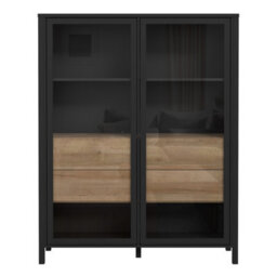 Furniture To Go High Rock Extra Wide Display Cabinet In Matt Black/riviera Oak - thumbnail 3