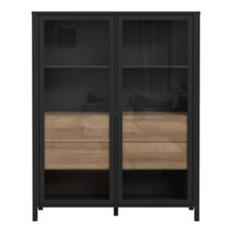 Furniture To Go High Rock Extra Wide Display Cabinet In Matt Black/riviera Oak - thumbnail 2