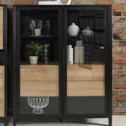 Furniture To Go High Rock Extra Wide Display Cabinet In Matt Black/riviera Oak - thumbnail 9