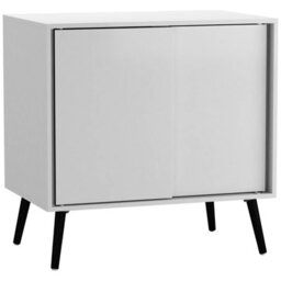 Urbn-Living Urbnliving 2-Door Sliding Chest Cabinet Sideboard White Carcass Closet Storage Cupboard Organiser With Black Legs - thumbnail 1