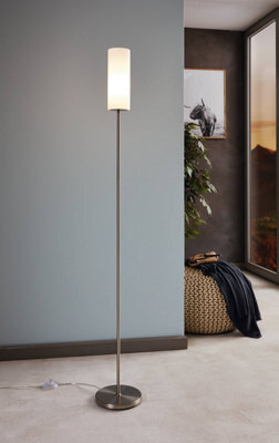 Eglo Troy 3 White And Satin Nickel Glass And Metal Floor Lamp, (D) 10.5Cm - image 1