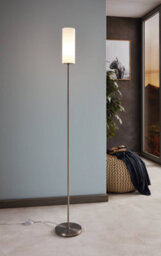 Eglo Troy 3 White And Satin Nickel Glass And Metal Floor Lamp, (D) 10.5Cm - thumbnail 1