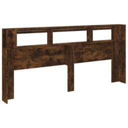 Berkfield Led Headboard Smoked Oak 220X18.5X103.5 Cm Engineered Wood - thumbnail 8