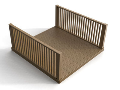 Arbor Garden Solutions Decking Kit With Two Side Balustrade, (W) 2.4M X (L) 2.4M, Rustic Brown Finish - image 1
