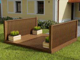 Arbor Garden Solutions Decking Kit With Two Side Balustrade, (W) 2.4M X (L) 2.4M, Rustic Brown Finish - thumbnail 2
