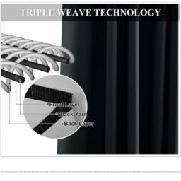 Ameha Black Plain Curtain Blackout Thick Thermal Insulated Bedroom Kitchen 66'' X 54'' Pencil Pleat Curtain Pair With Tie Backs - thumbnail 3