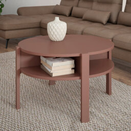 Furniture To Go Tobago Round Coffee Table With Open Shelf In Terracotta