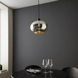 First Choice Lighting Set Of 2 Candra - Black & Chrome Bubbled Mercury Glass Pendant Lights - thumbnail 4